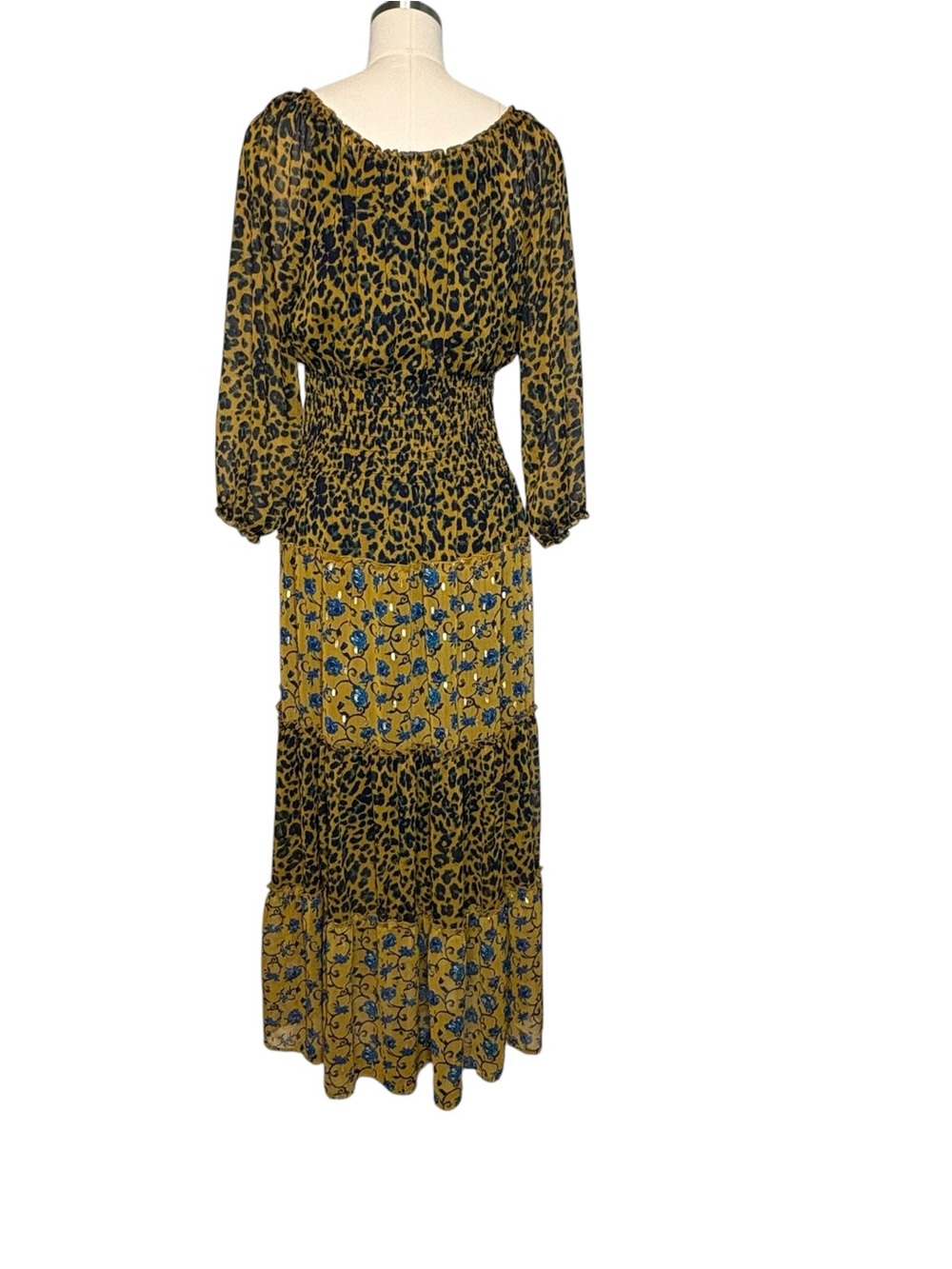 Anthropologie Fig and Flower Floral Leopard Tiered Maxi Dress | M - Picture 4 of 10
